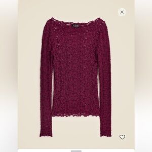 J. Crew Burgundy Long Sleeve Lace Top